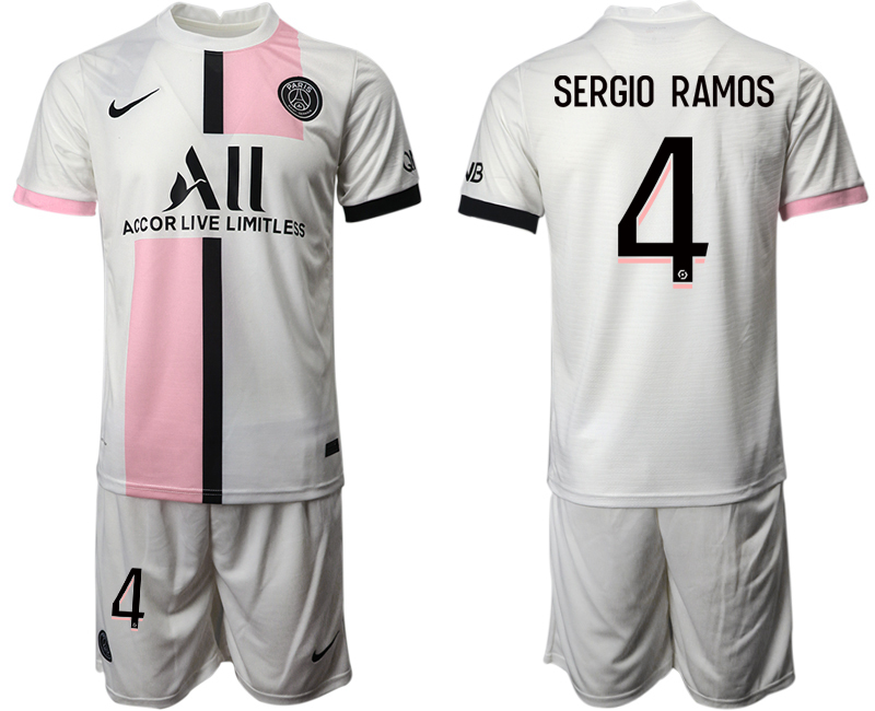 Men 2021-2022 Club Paris St German away white #4 Soccer Jersey->paris st german jersey->Soccer Club Jersey
